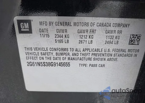 2016 Cadillac Xts Luxury Collection z USA, uszkodzony, nr VIN 2G61N5S38G9145655